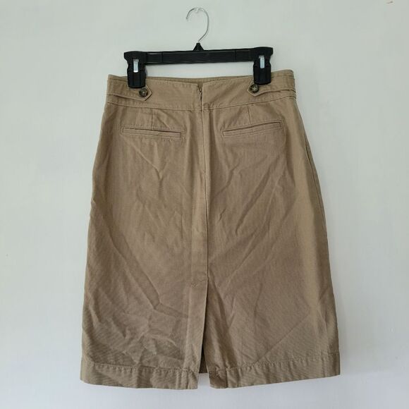 Banana Republic Factory Classic Tan Women's Pencil Skirt 100% Cotton Canvas 6 - Picture 2 of 10